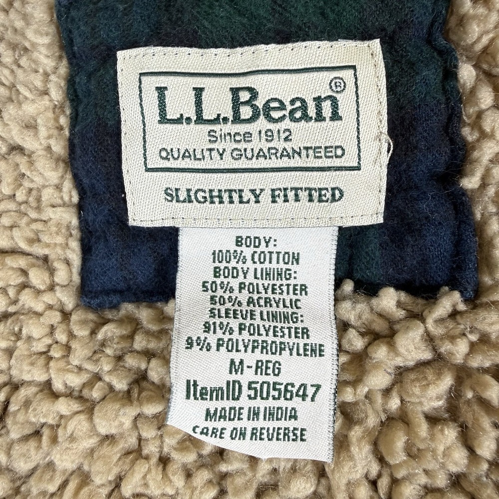 LL Bean Jacket Men's Medium Green Blue Scotch Slightly Fitted Pearl Snap - Picture 4 of 7